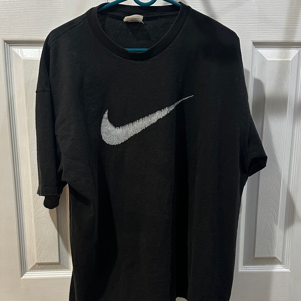 Vintage Nike Black T-Shirt with White Swoosh Logo